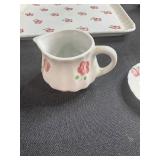 Vintage Porcelain Miniature Tea Set with Pink Floral Design