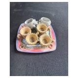 Miniature Decorative Plate with 2 Elephant Cups and 4 Basket Cups