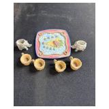 Miniature Decorative Plate with 2 Elephant Cups and 4 Basket Cups