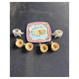 Miniature Decorative Plate with 2 Elephant Cups and 4 Basket Cups