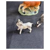 Set of Vintage Horse Figurines Porcelain and Glass