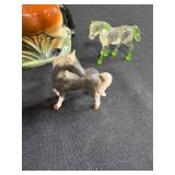 Set of Vintage Horse Figurines Porcelain and Glass