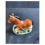 Set of Vintage Horse Figurines Porcelain and Glass