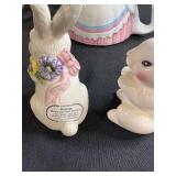Vintage Ceramic Bunny Teapots and Figurines Collection