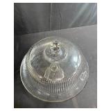 Ribbed Glass Cake Stand with Dome Cover