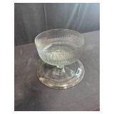 Ribbed Glass Cake Stand with Dome Cover