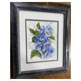 Framed Watercolor Hydrangea Art and 3 Decorative Wall Plaques