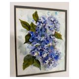 Framed Watercolor Hydrangea Art and 3 Decorative Wall Plaques