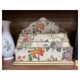 Decorative Home Decor Set with Vase, Letter Holder, Framed Floral Art, and Inspirational Plaque