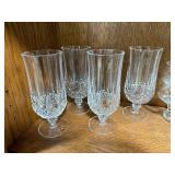 Crystal Glassware Set with Stemmed Glasses, Dessert Bowls, Lidded Jar, and Metal Tray