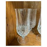Crystal Glassware Set with Stemmed Glasses, Dessert Bowls, Lidded Jar, and Metal Tray