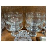 Crystal Glassware Set with Stemmed Glasses, Dessert Bowls, Lidded Jar, and Metal Tray