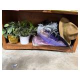 Collection of Faux Plants and Assorted Costume Hats