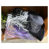 Collection of Faux Plants and Assorted Costume Hats