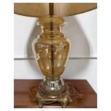 Vintage Glass Table Lamp with Brass Base and Shade