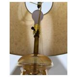 Vintage Glass Table Lamp with Brass Base and Shade