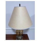 Vintage Glass Table Lamp with Brass Base and Shade