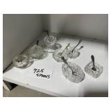 Collection of Vintage Glass Salt Cellars with Sterling Spoons