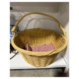 Vintage Blue Floral Lamp, Basket, Books, Candle, and Figurines Assortment