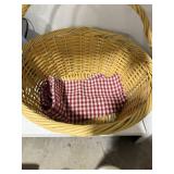 Vintage Blue Floral Lamp, Basket, Books, Candle, and Figurines Assortment