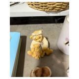 Vintage Blue Floral Lamp, Basket, Books, Candle, and Figurines Assortment