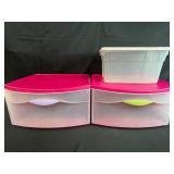 Sterilite and Rubbermaid Plastic Storage Drawers and Bin Set