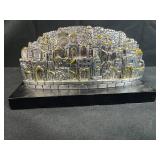 Collection of 4 Silver and Metal Tableware Items with Decorative City Sculpture