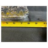 Collection of 4 Silver and Metal Tableware Items with Decorative City Sculpture