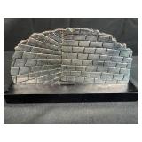 Collection of 4 Silver and Metal Tableware Items with Decorative City Sculpture