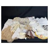 Large Collection of Vintage Handkerchiefs, Doilies and Linens with Crochet and Embroidery