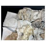 Large Collection of Vintage Handkerchiefs, Doilies and Linens with Crochet and Embroidery