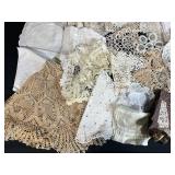 Large Collection of Vintage Handkerchiefs, Doilies and Linens with Crochet and Embroidery