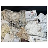 Large Collection of Vintage Handkerchiefs, Doilies and Linens with Crochet and Embroidery