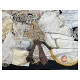 Large Collection of Vintage Handkerchiefs, Doilies and Linens with Crochet and Embroidery