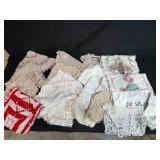 Collection of Vintage Crochet Doilies and Embroidered Linens