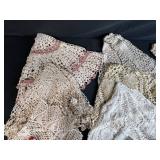 Collection of Vintage Crochet Doilies and Embroidered Linens