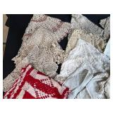 Collection of Vintage Crochet Doilies and Embroidered Linens