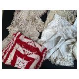 Collection of Vintage Crochet Doilies and Embroidered Linens
