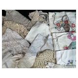 Collection of Vintage Crochet Doilies and Embroidered Linens