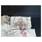 Collection of Vintage Crochet Doilies and Embroidered Linens