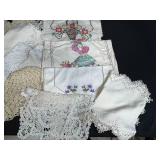 Collection of Vintage Crochet Doilies and Embroidered Linens