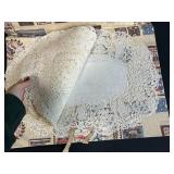 Collection of Vintage Lace Doilies in Patterned Fabric Sleeve