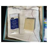 Quilting Sewing Basket with Assorted Fabric, Trim, Velcro, and Notions