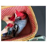 Quilting Sewing Basket with Assorted Fabric, Trim, Velcro, and Notions