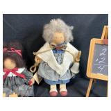 Vintage Schoolhouse Theme Set with Handmade Dolls, Framed Photo, and Accessories