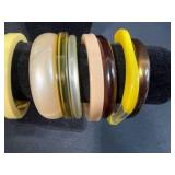 Collection of Vintage Style Bakelite Bangles and Beaded Necklace