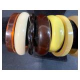 Collection of Vintage Style Bakelite Bangles and Beaded Necklace