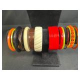 Set of Assorted Vintage Plastic and Lucite Bangle Bracelets