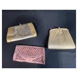 Set of 3 Vintage Evening Clutch Purses with Gold and Beaded Designs