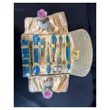 Vintage Vanity Collection: Aynsley China Flower Figurines, Manicure Set, Scarves